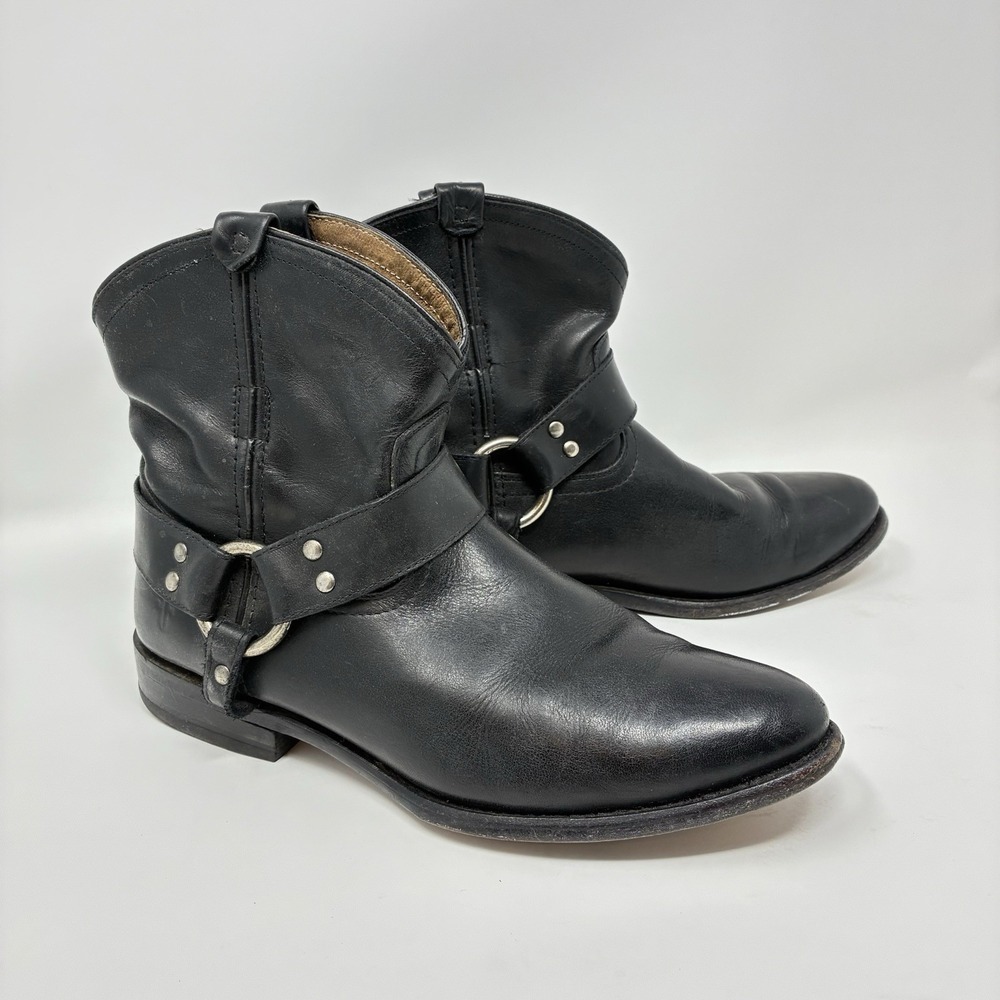 Frye Black Leather Ankle Boots